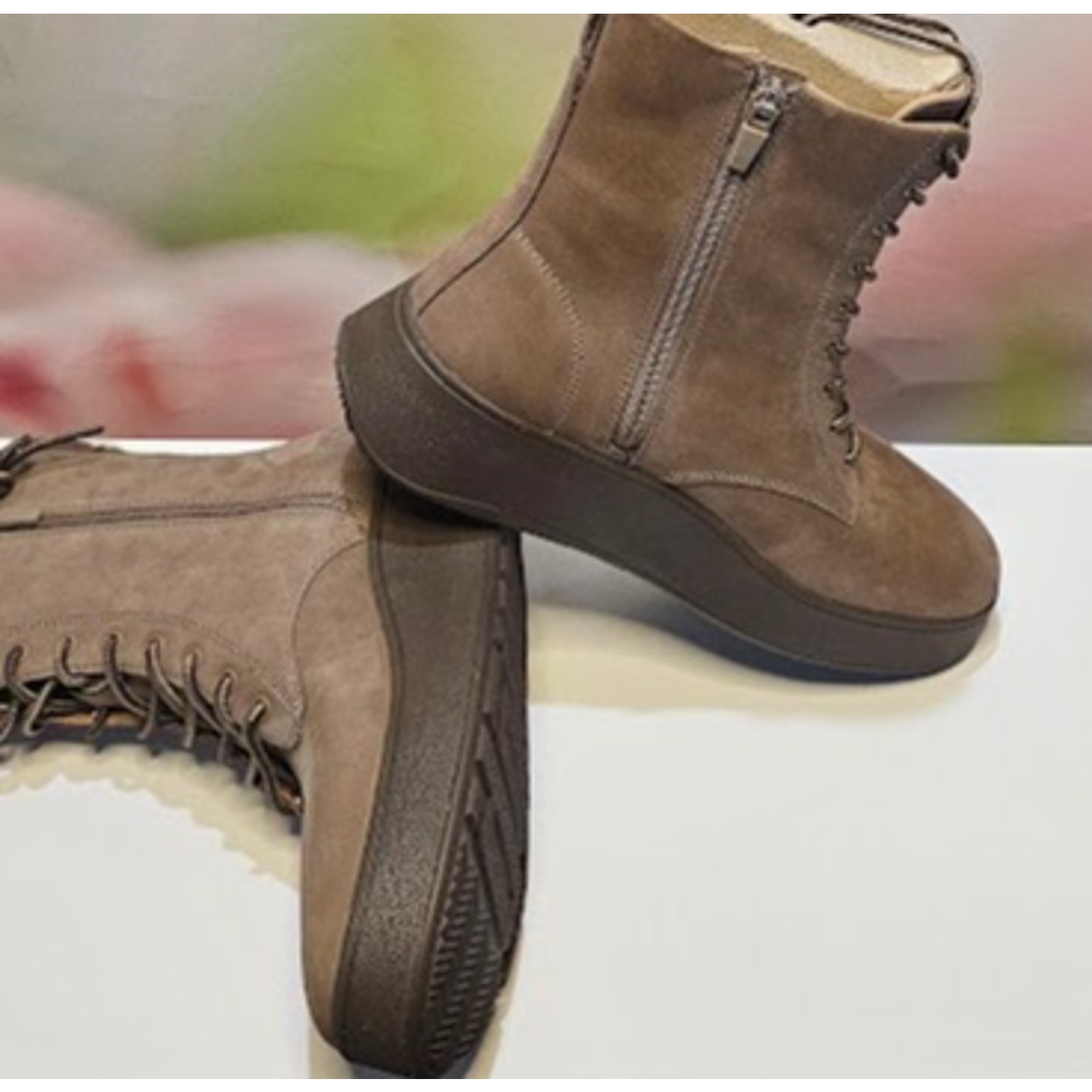 Fitflop F-Mode Nubuck Lace Flatform Ankle Boots Size 9 Minky Grey NWT