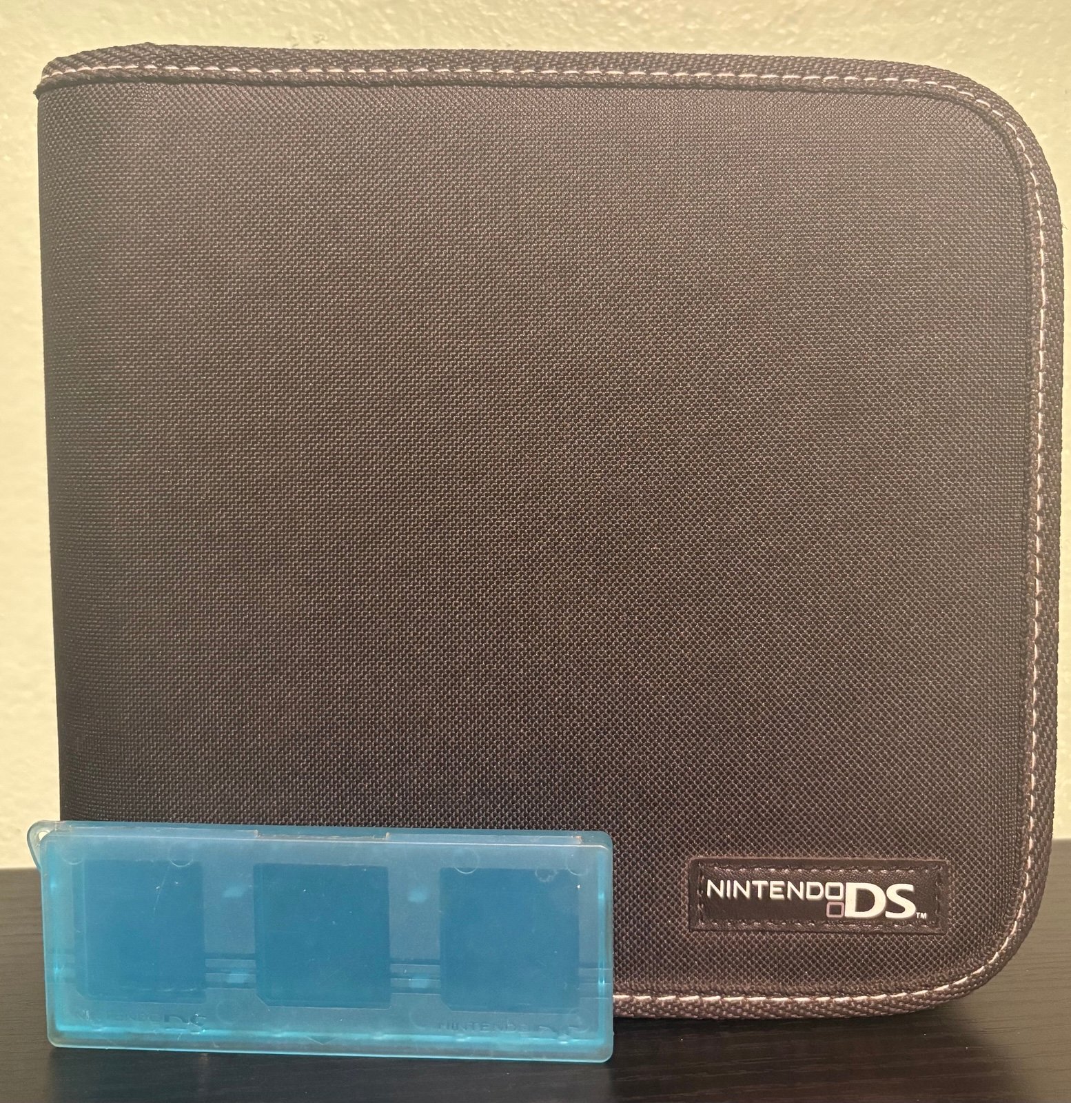Official Nintendo DS Carrying Case Video Game Black- With Ice Blue Hard Case
