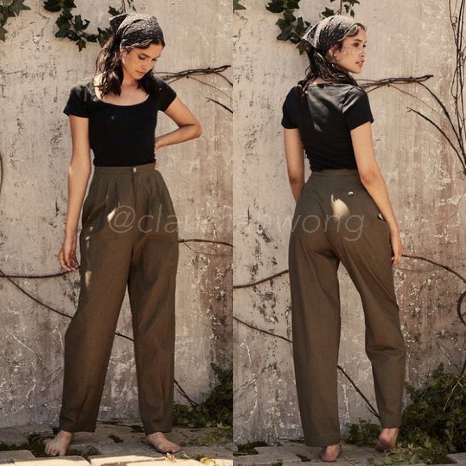 DOEN Zora Pleated Pants in Fir Green