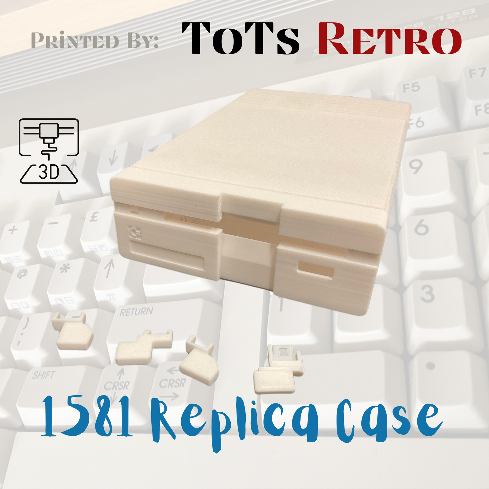 ToTs RETRO 1581 Case 3d Printed For Commodore c64 or c128 CBM Computer W