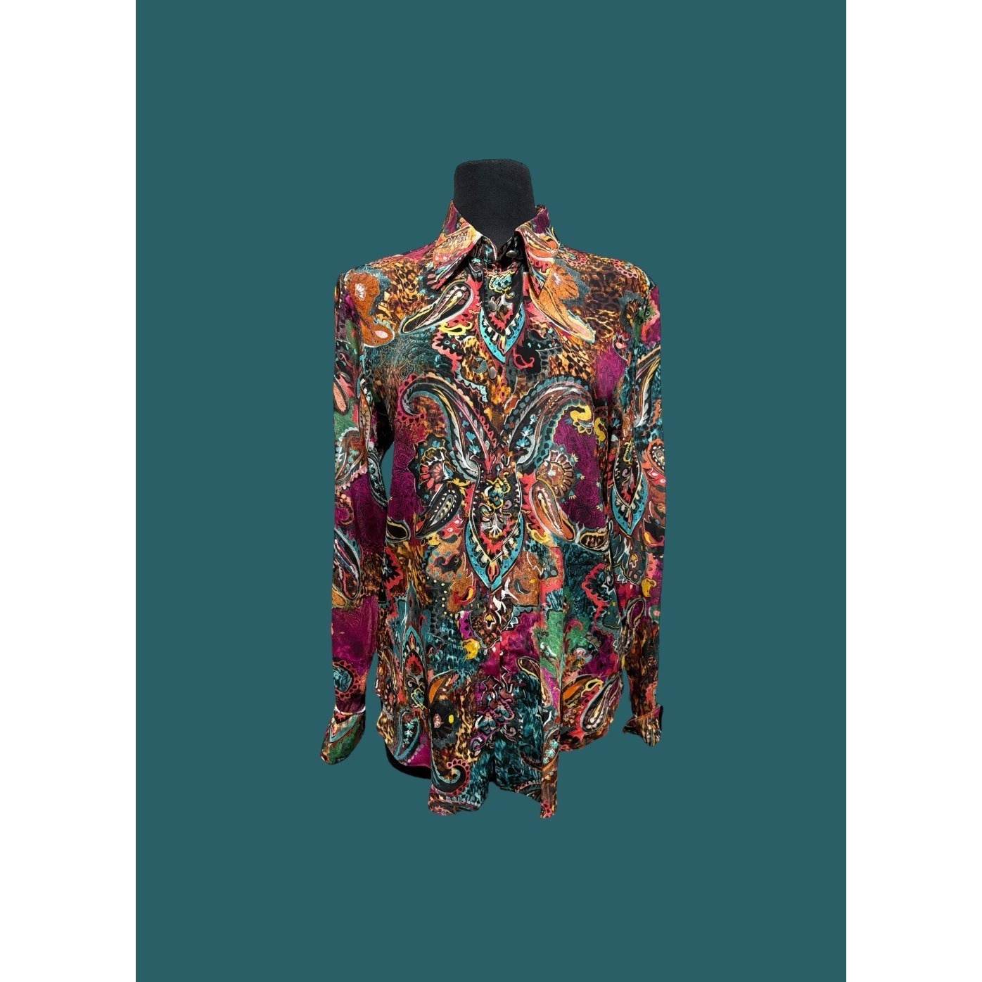 Robert Graham Gabriela Button Down Top Size M in Whimsical Multicolor