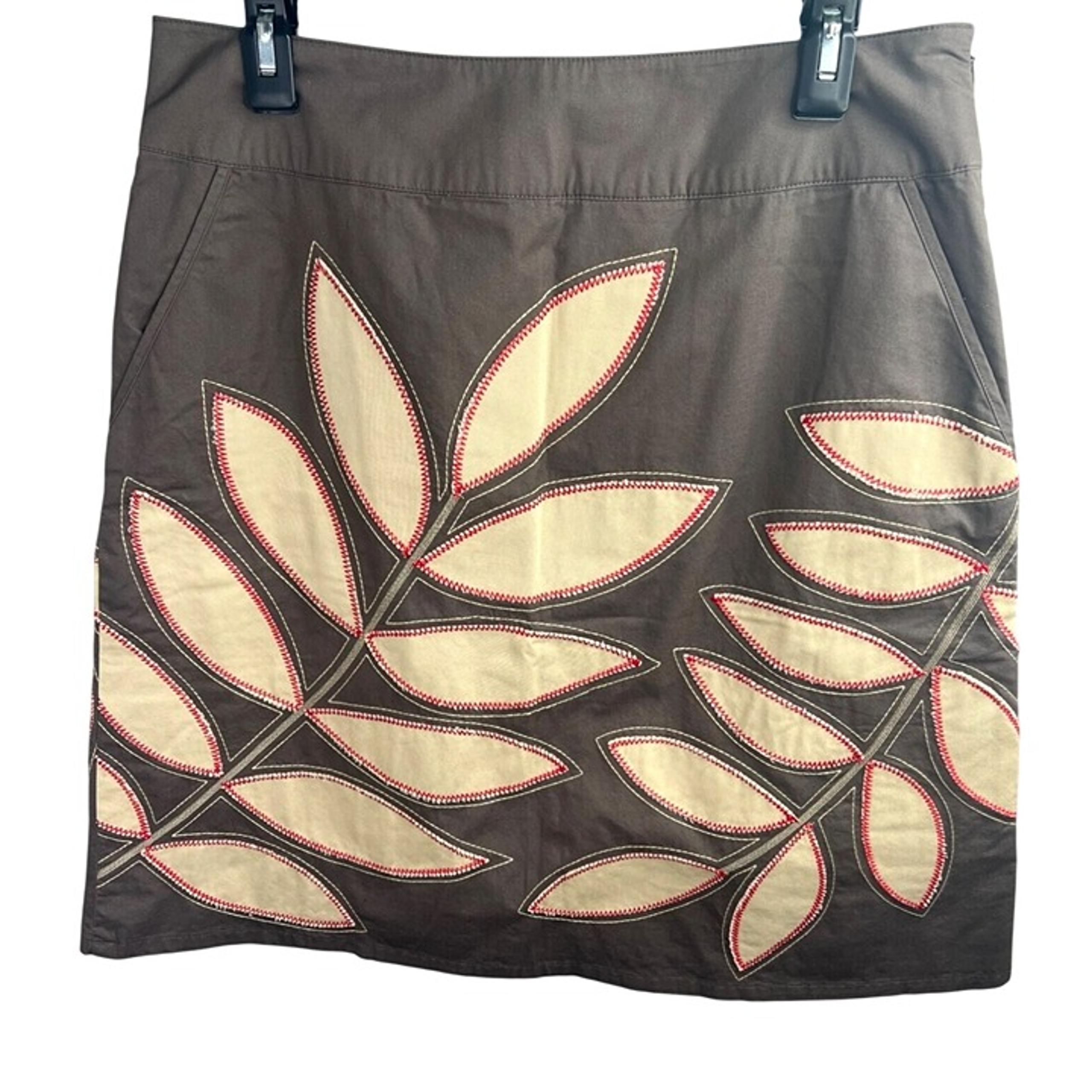 Boden Womens Cotton Embroidered Leaf Skirt A-line Knee Casual Business Boho 12R