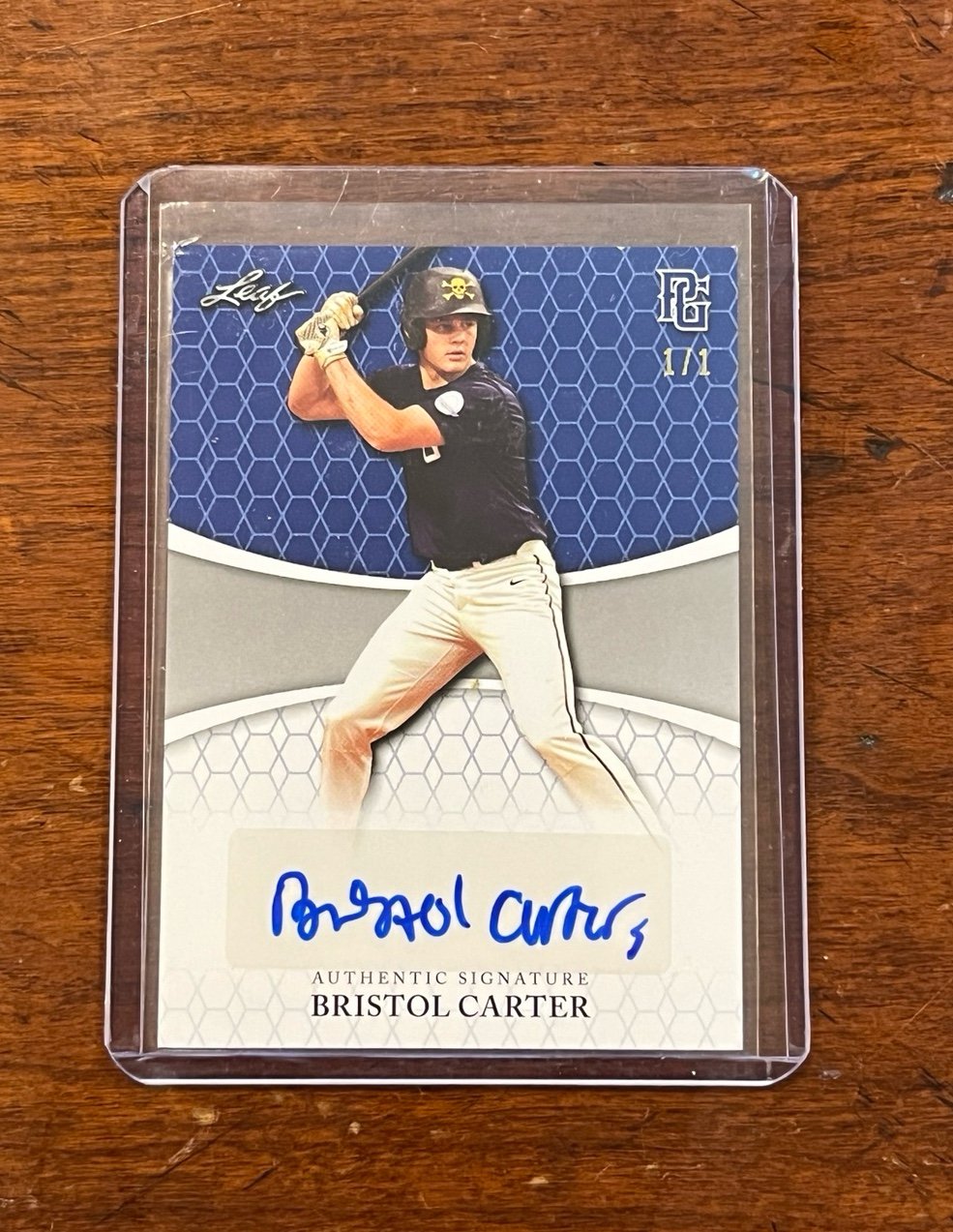 2022 Leaf Perfect Game Showcase Autographs Bristol Carter Blue Auto 1/1 ECU