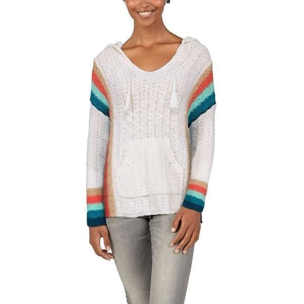 Natural Reflections Women’s Baja Beach Long-Sleeve Hoodie Sweater White Medium