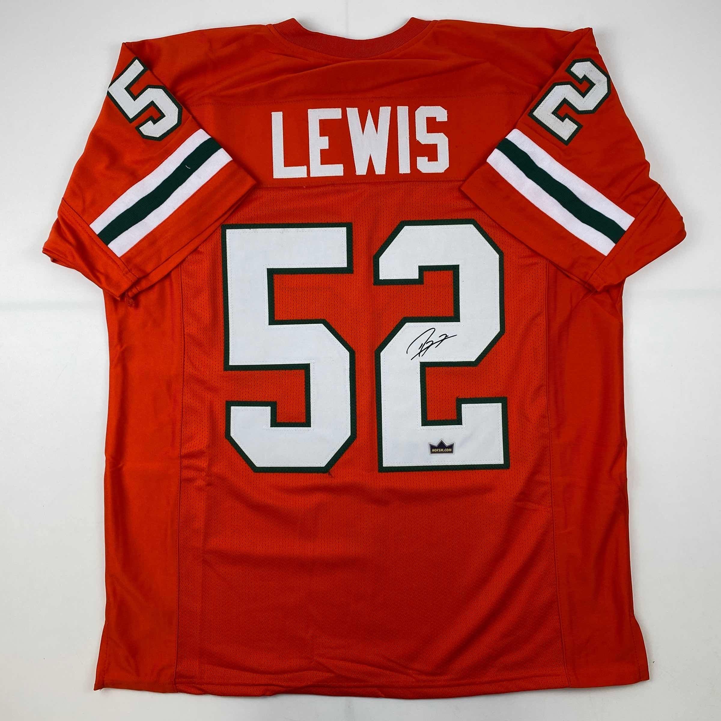 Facsimile Autographed Ray Lewis Miami Orange Auto Jersey Size Men's XL