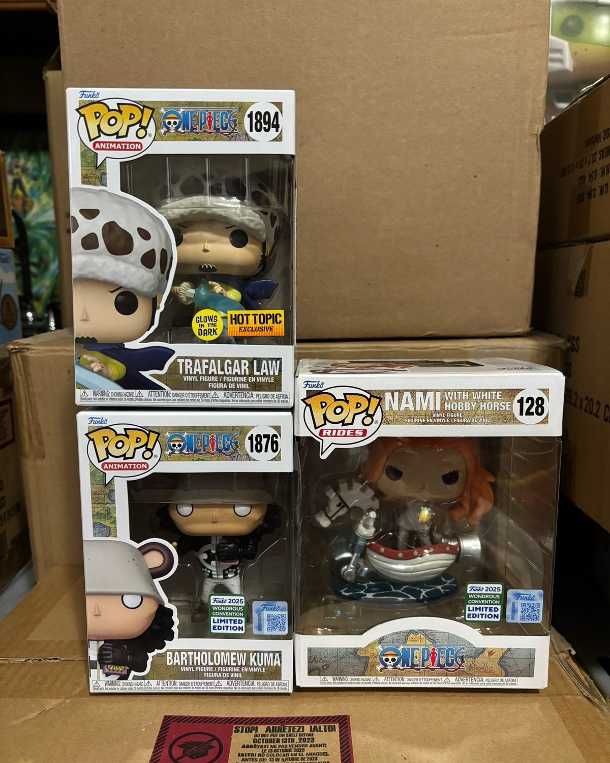 Funko Pop! One Piece Wonderous Convention Bundle Glow Trafalgar Law, Kuma, Nami