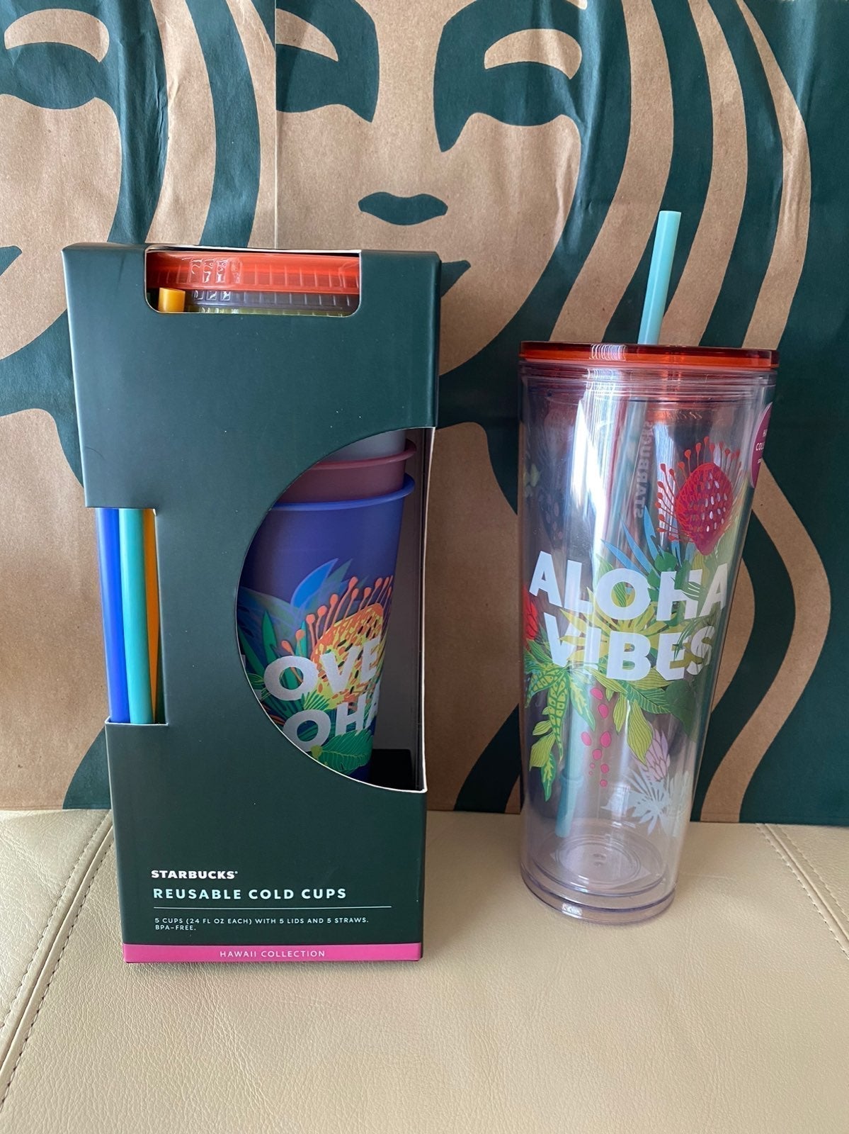 Starbucks-Aloha Vibes-5 Cups & Tumbler