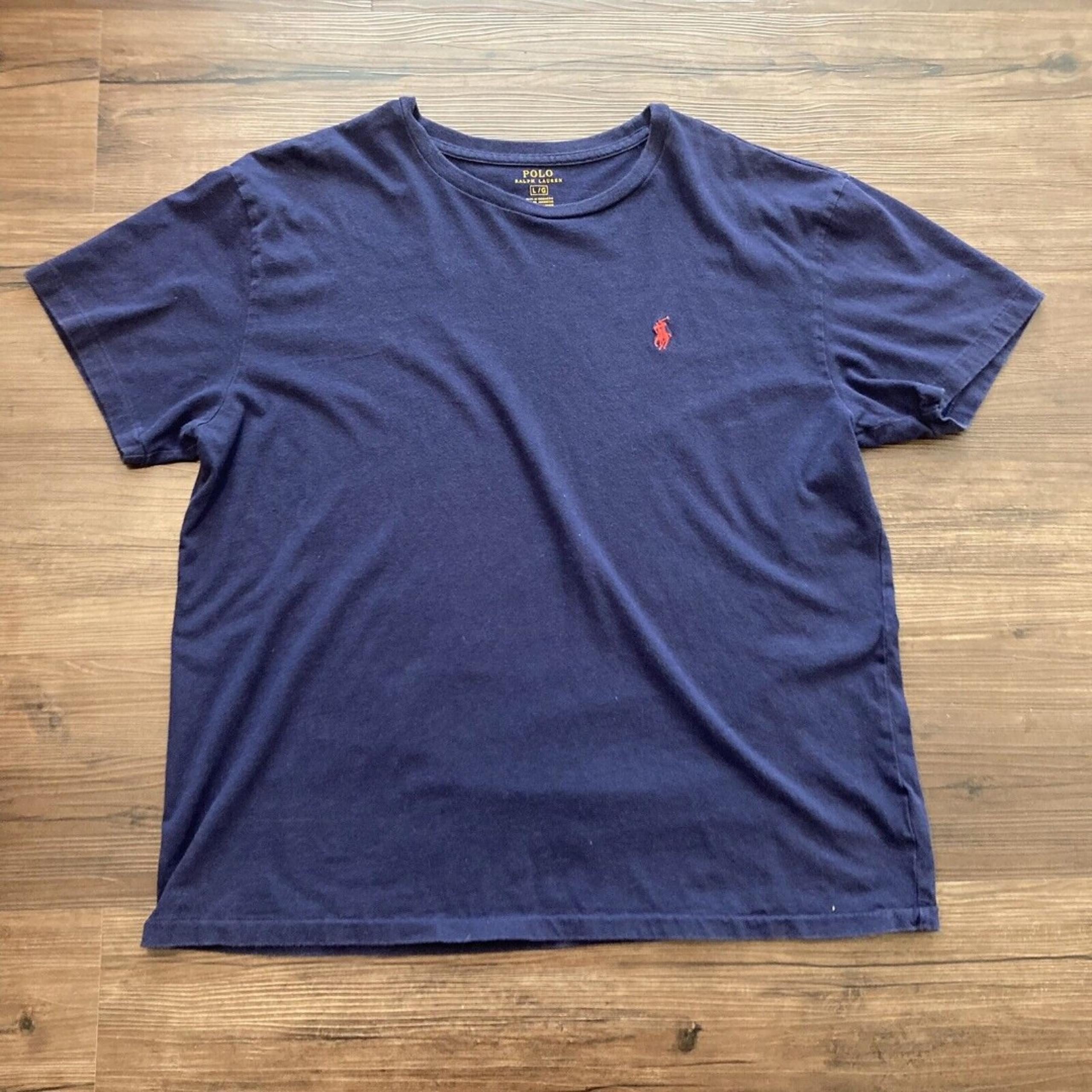 Polo Ralph Lauren Men T-Shirt Large Blue Logo Embroidered Short Sleeve Adult Tee