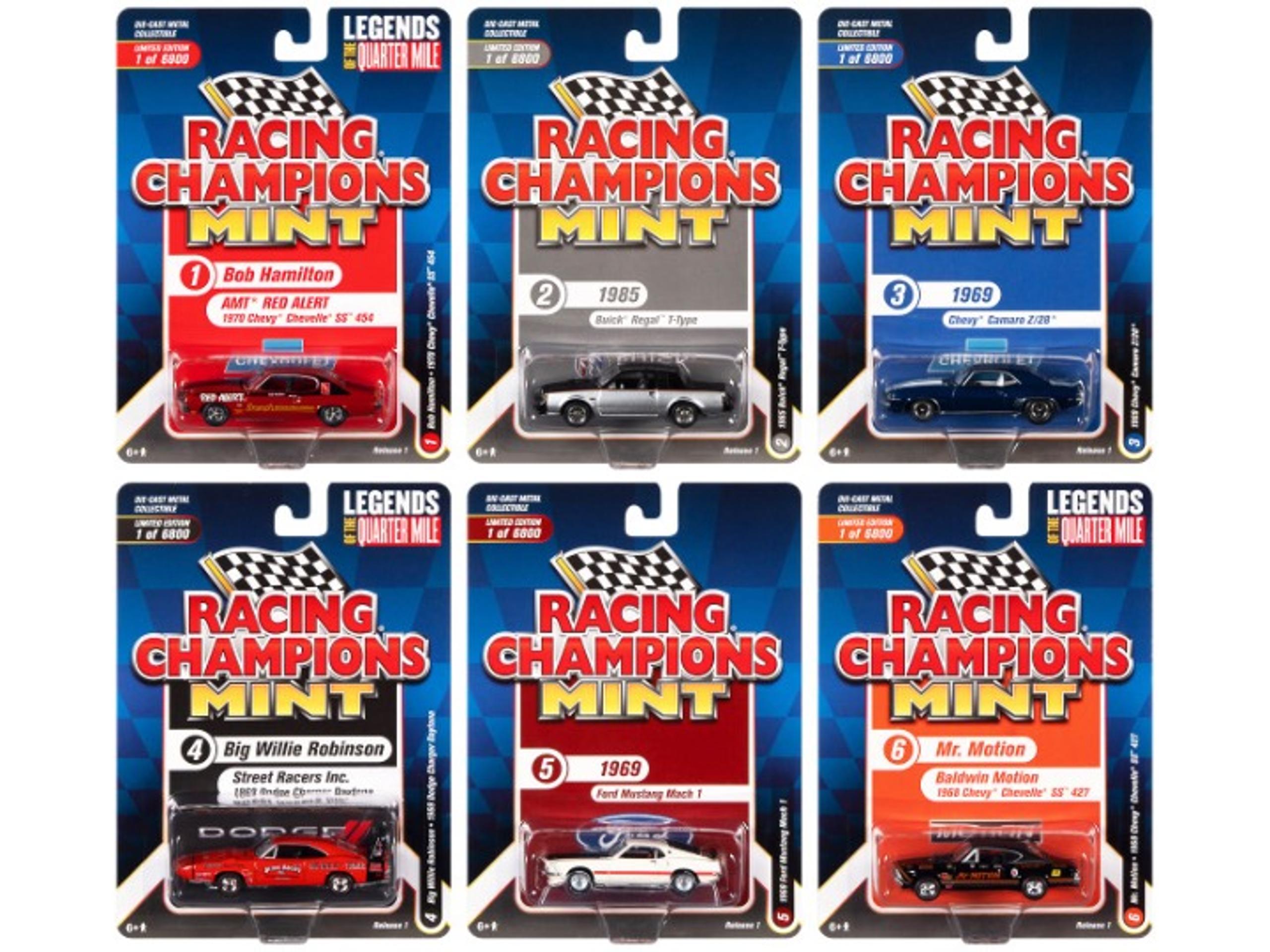 MINT 2022 RELEASE 1, SET OF 6 CARS 1/64 DIECAST MODELS BY RACING CHAMPIONS RC013