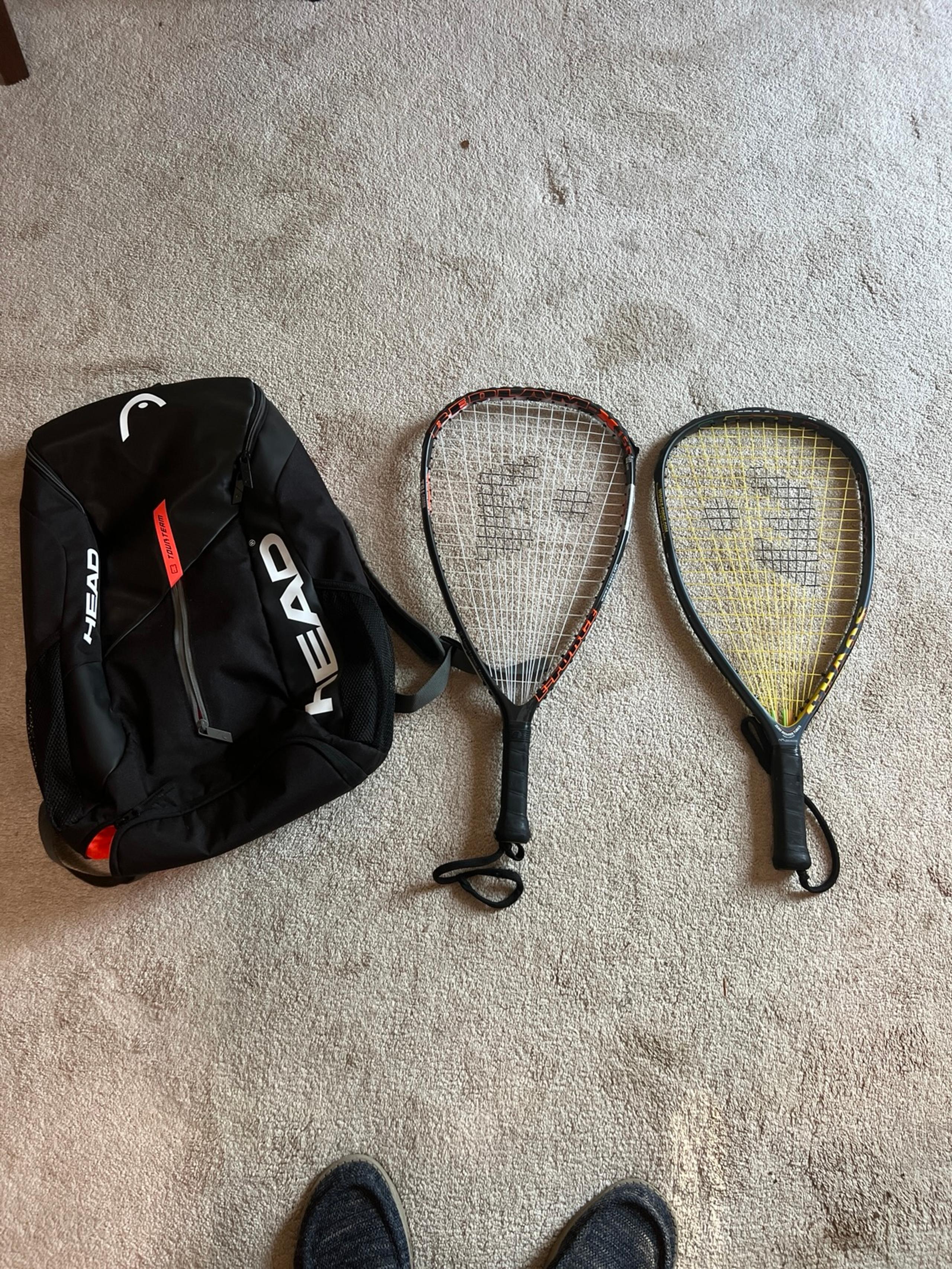 Head 25L tour bag with 2 E-Force racquetball raquetts.