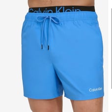 Calvin Klein Logo Elastic Waist Modern Euro 5 Volley Swim Trunks,