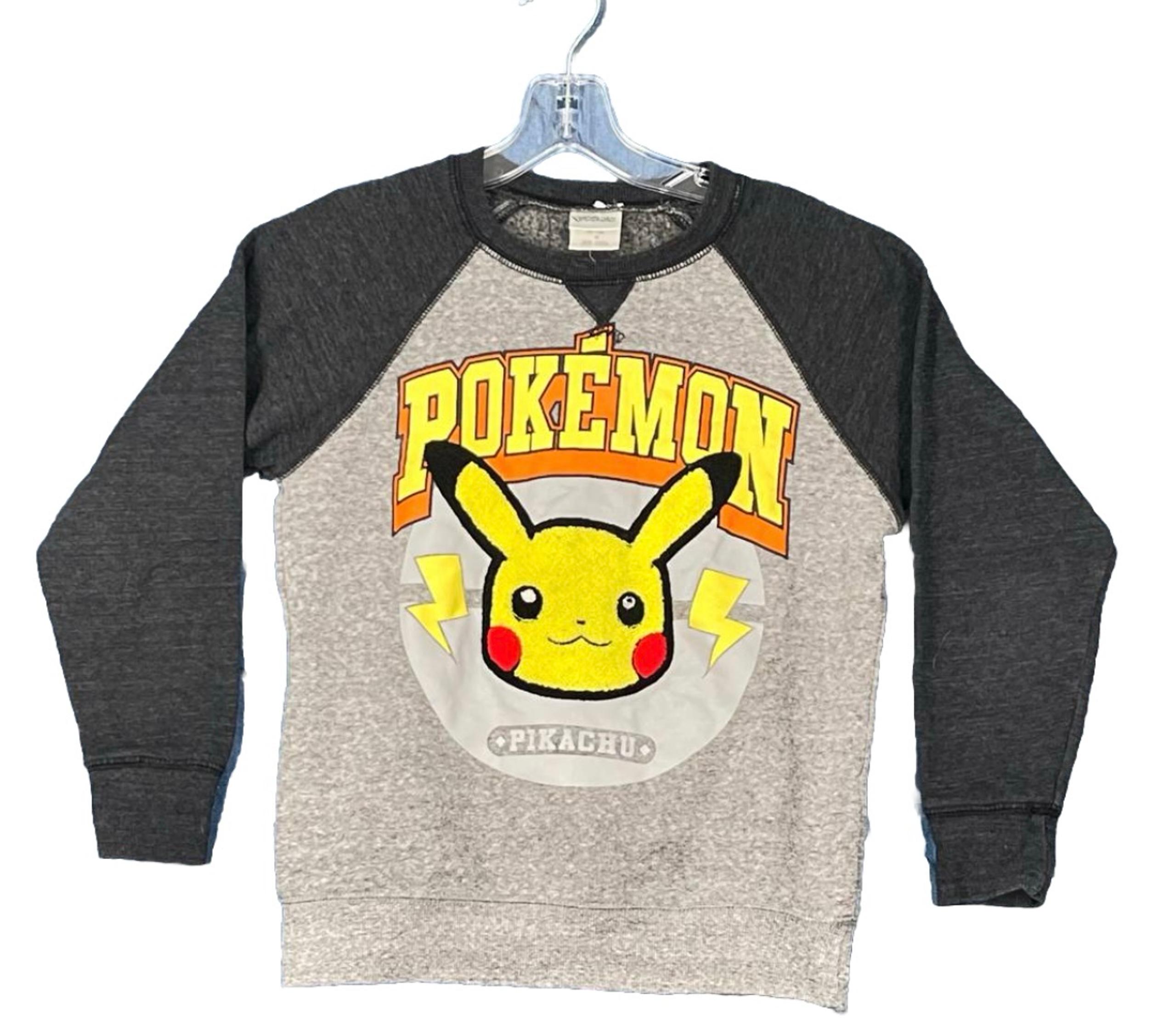 Pokémon Pikachu Sweater Kid's Sz Med
GREY Sweatshirt Embroidered Fleece Rare