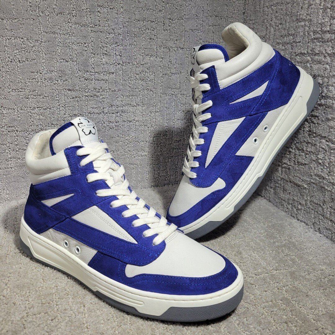 Ted Baker Leiroy Men's Size 11 US Blue White Suede High Top Basketball Sneakers