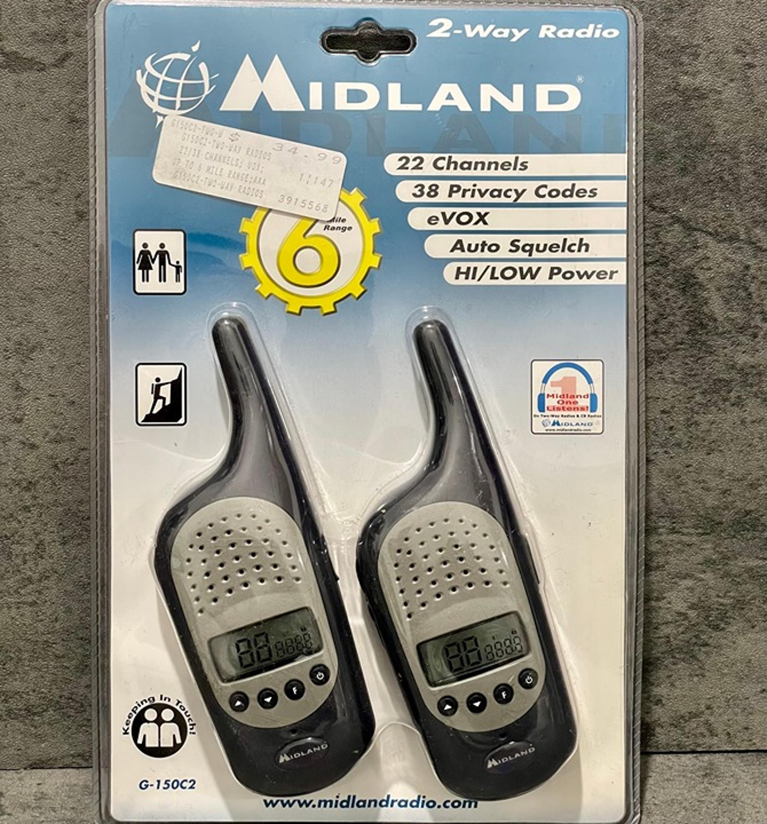 Vintage Midland 2-Way Radio 6 mile range G-150C2 New Factory Sealed