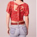 BAND OF THE FREE JOELLE CRIMSON FLORAL SMOCKED TOP