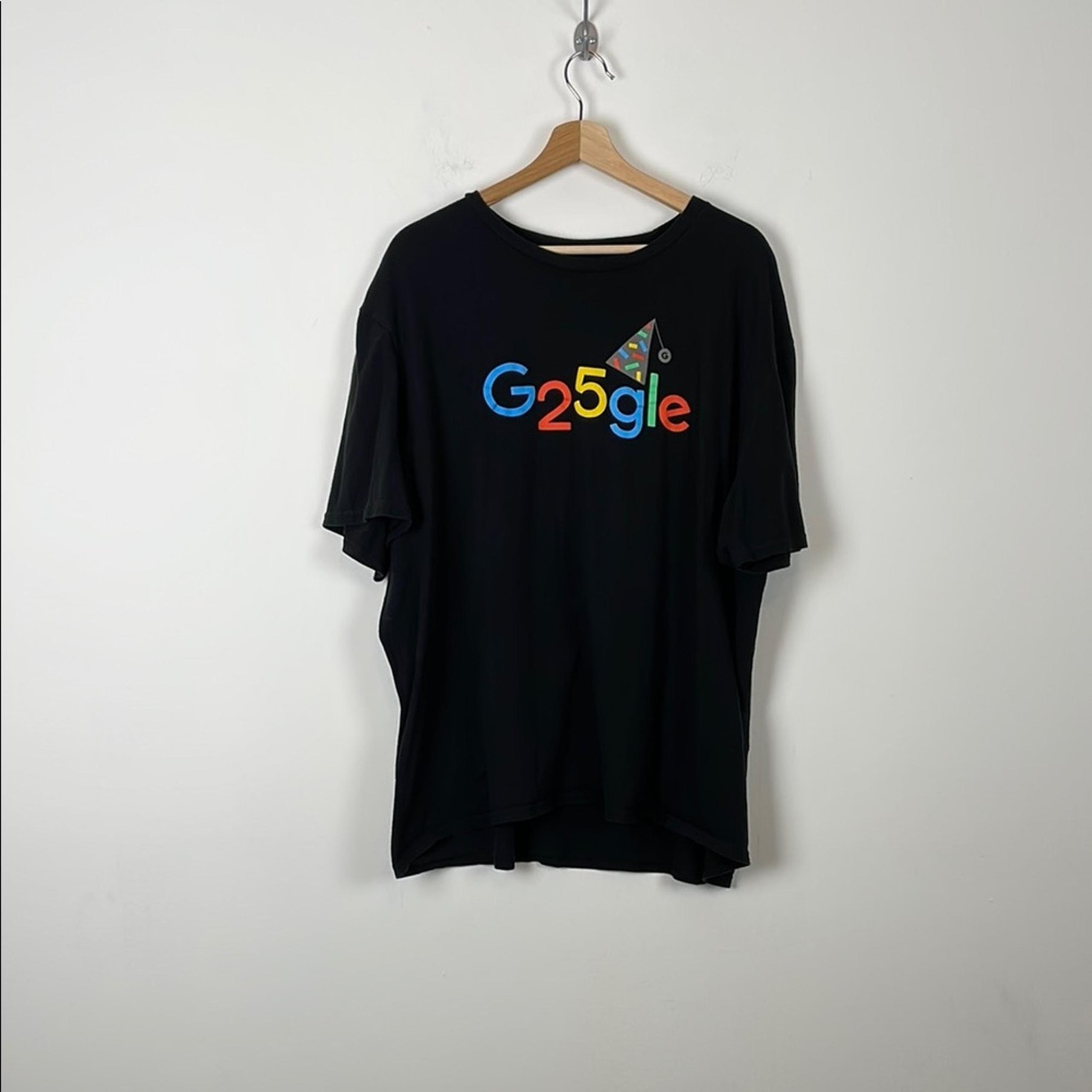 Google 25th Anniversary Adult 2XL Short Sleeve Pullover Stretch Black T-Shirt