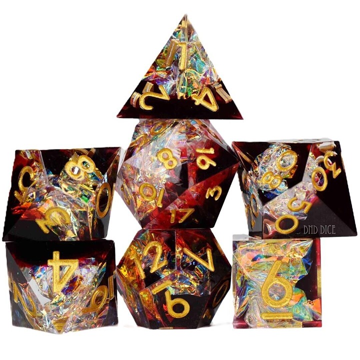 Dice Set - Disco Inferno - Handmade - 7 Resin Dice