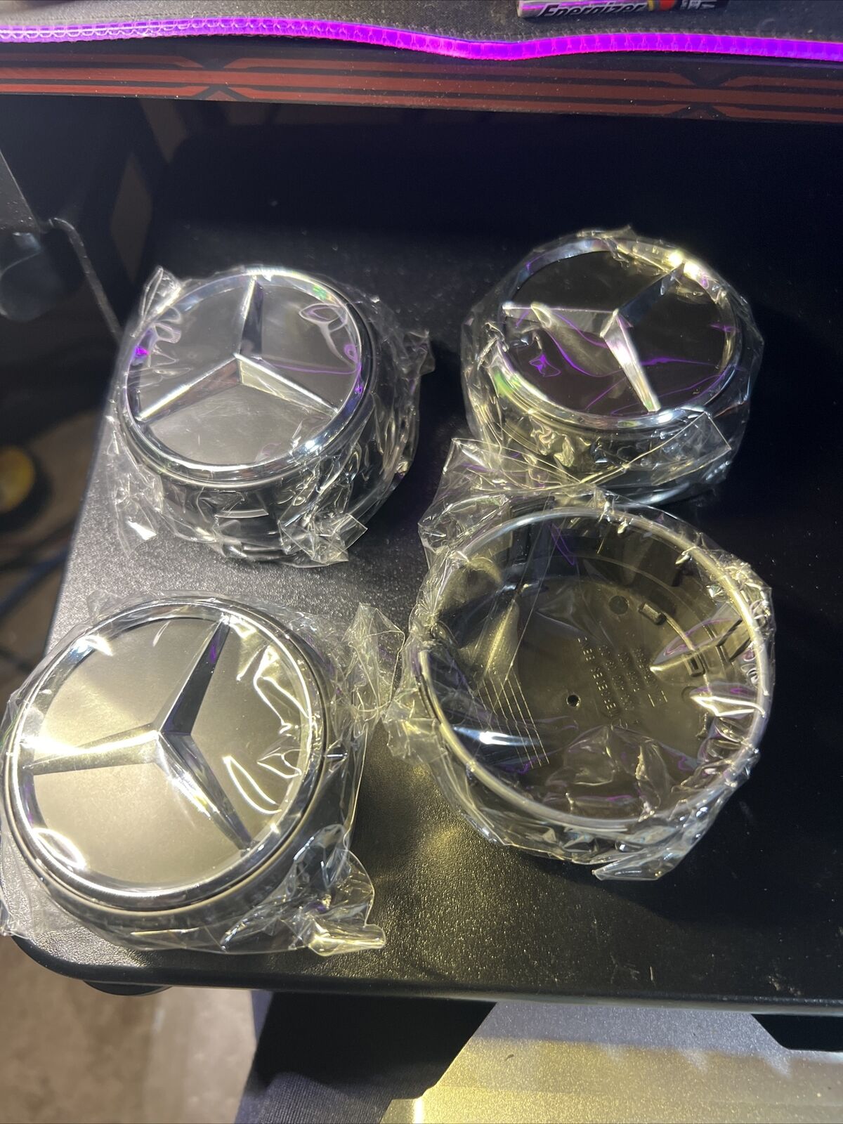 4PC 75mm Wheel Center Hub Caps Cover Logo Emblem For Mercedes-Benz AMG Black