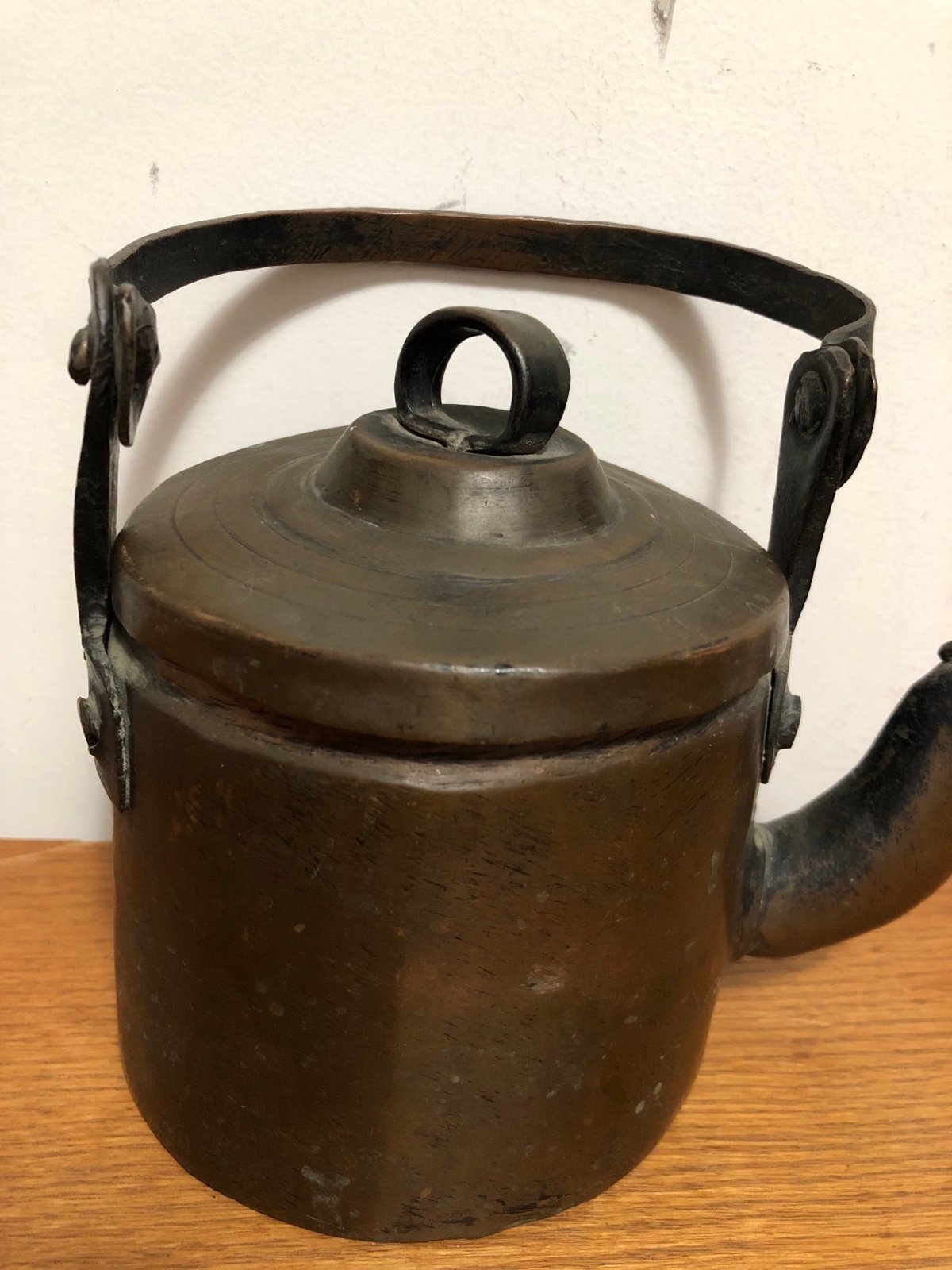 Antiques Middle East Copper Tea Kettle Vintage Primitive Hand Stamped Tea Pot