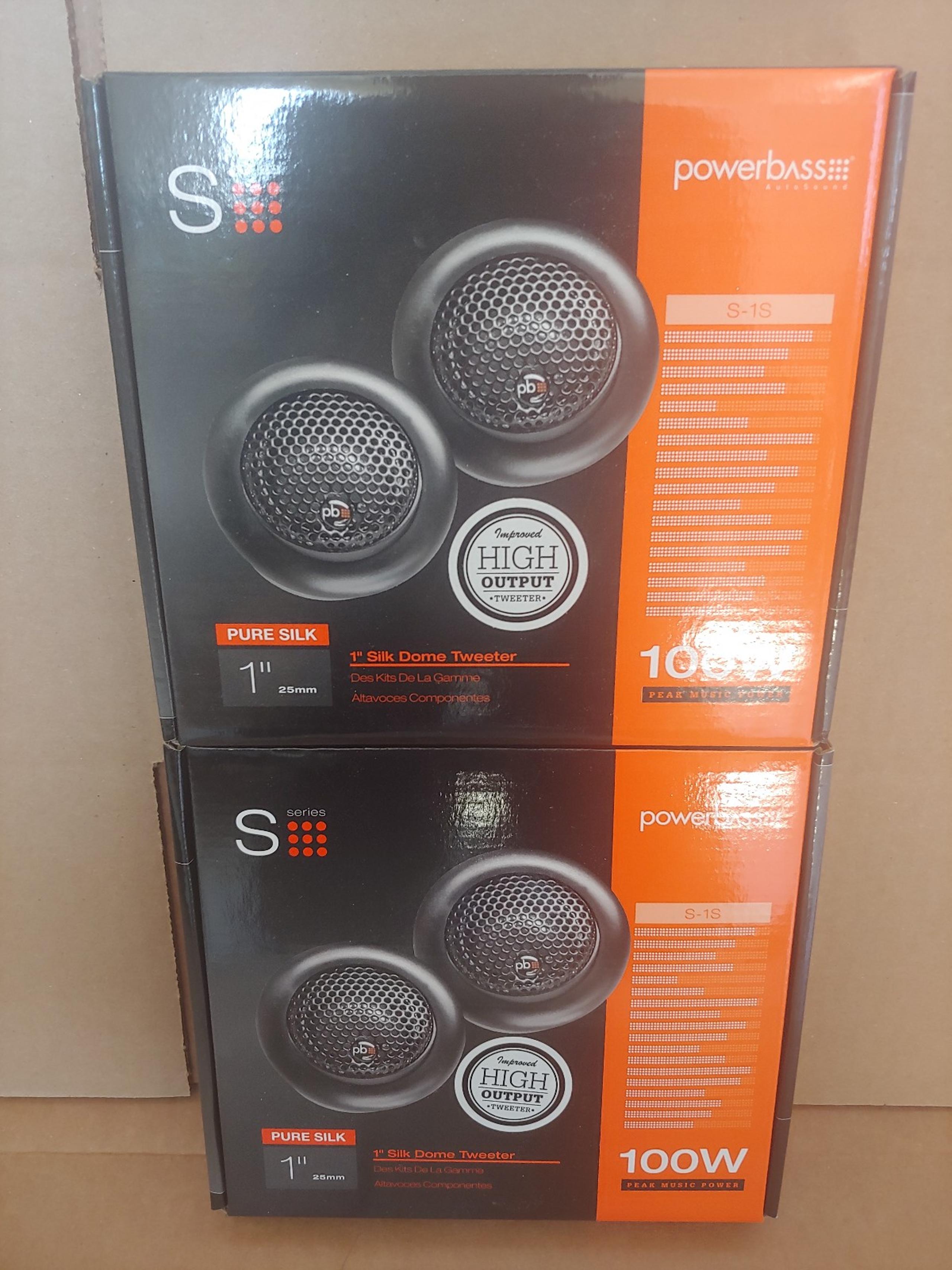 POWERBASS 2 PAIRS 1" SILK DOME TWEETER 100 WATTS HIGH OUTPUT INLINE 12B CROSSOVE