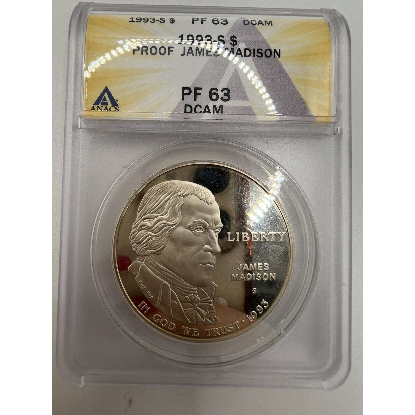 1993-S One Dollar PROOF JAMES MADISON PF 63 DCAM
