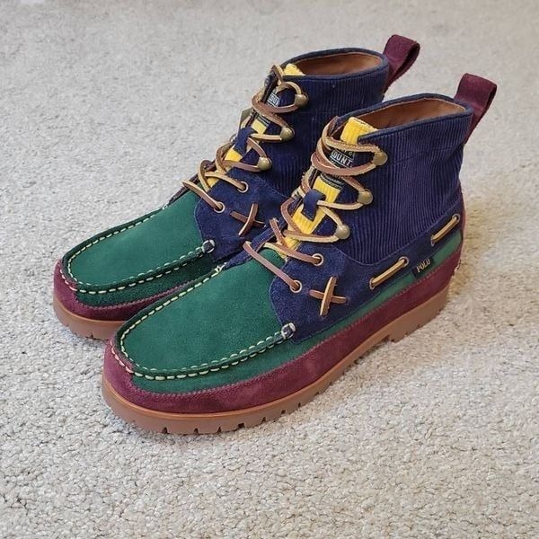 POLO Ralph Lauren Country Ranger MID Color Block Suede Corduroy Boots Men's 9.5