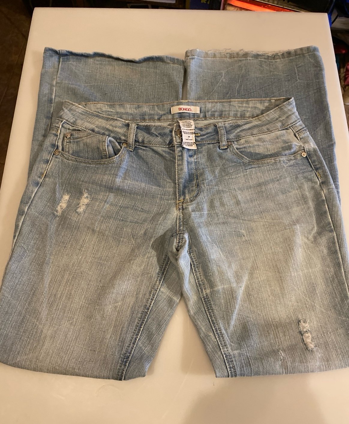 Womens Ladies Teens Bongo Flared Jeans Pants Denim Size 11 Y2K Light Wash