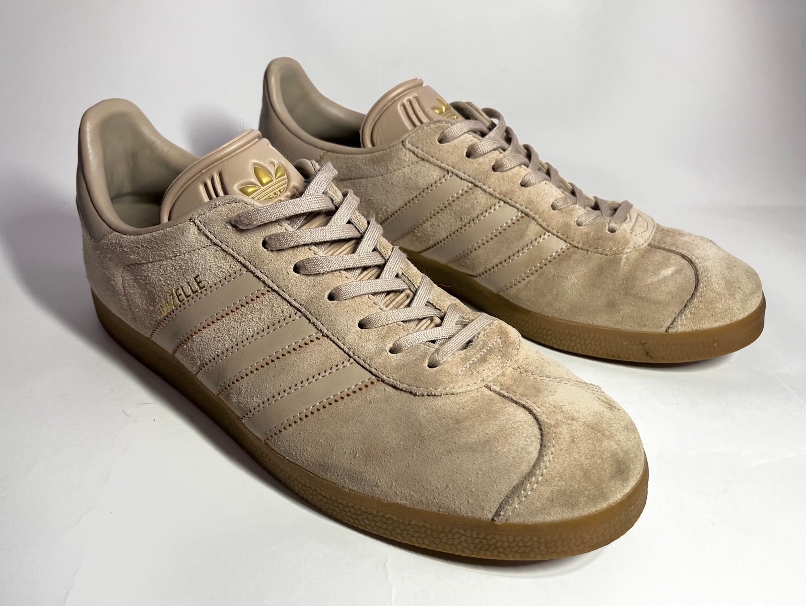 Adidas Originals Gazelle Shoes Clay Tan Khaki Beige Shoes Gum Sole Mens Size 10