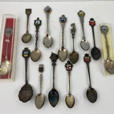 Lot of 14 European Souvenir Spoons Rome Berlin Italy Germany