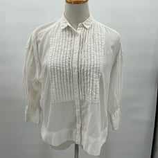 Women's Nili Lotan Pin Tuck Button Front White Top Small MSRP 295