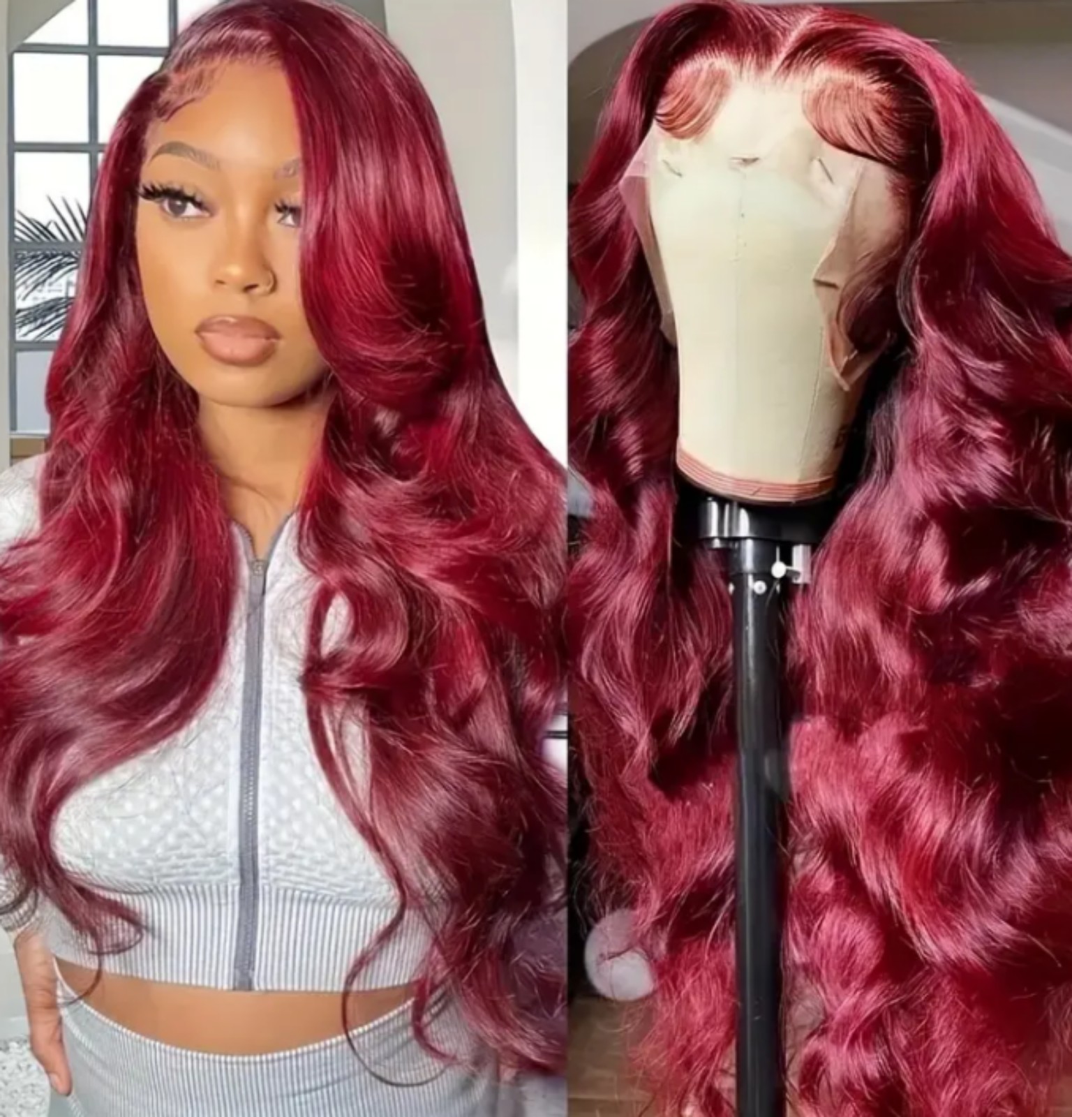 99j Burgundy Lace Front Wig