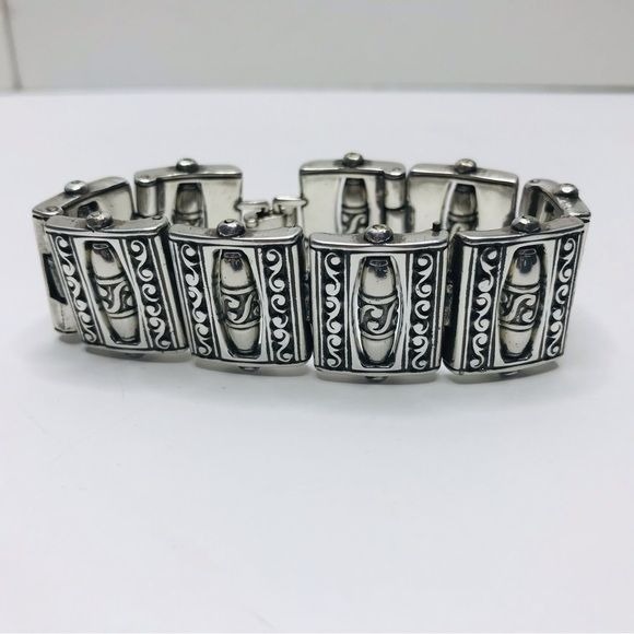 *NEW* BRIGHTON Silver Barrel Beaded Square Design Bracelet, MSRP: 58.00
