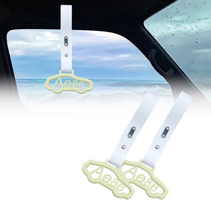 BRAND NEW 2PCS AE86 CAR GLOW GREEN JDM TSURIKAWA RING WHITE Handle Strap Drift
