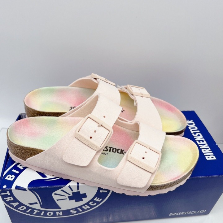 Birkenstock Arizona Earthy Vegan Sandal Light Rose Birkibuc Women EU 38 US 7-7.5