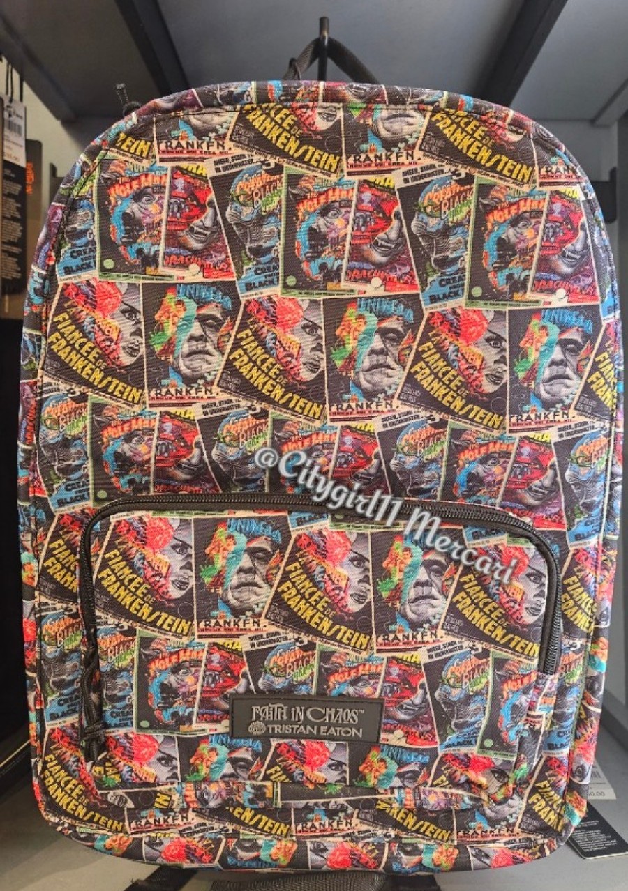 Universal x Monsters Faith In Chaos Black Large Backpack Frankenstein Dracula
