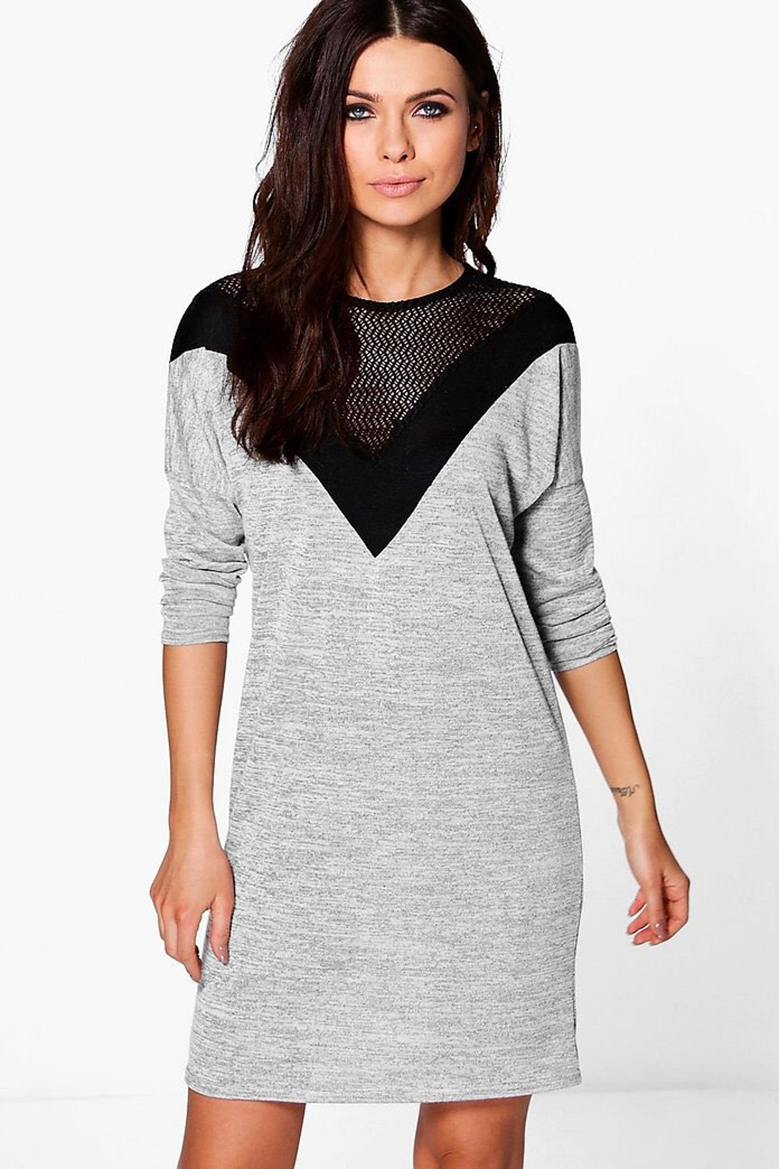 Bethany Mesh Detail Fine Knit Dress