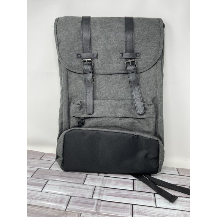 Gray Canvas Flap Top Wide Mouth Backpack 18”X12”