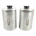 Set Of 2 Vintage Aluminum Canister Flour And Sugar Jars MCM Silver Cans Lids