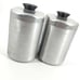 Set Of 2 Vintage Aluminum Canister Flour And Sugar Jars MCM Silver Cans Lids