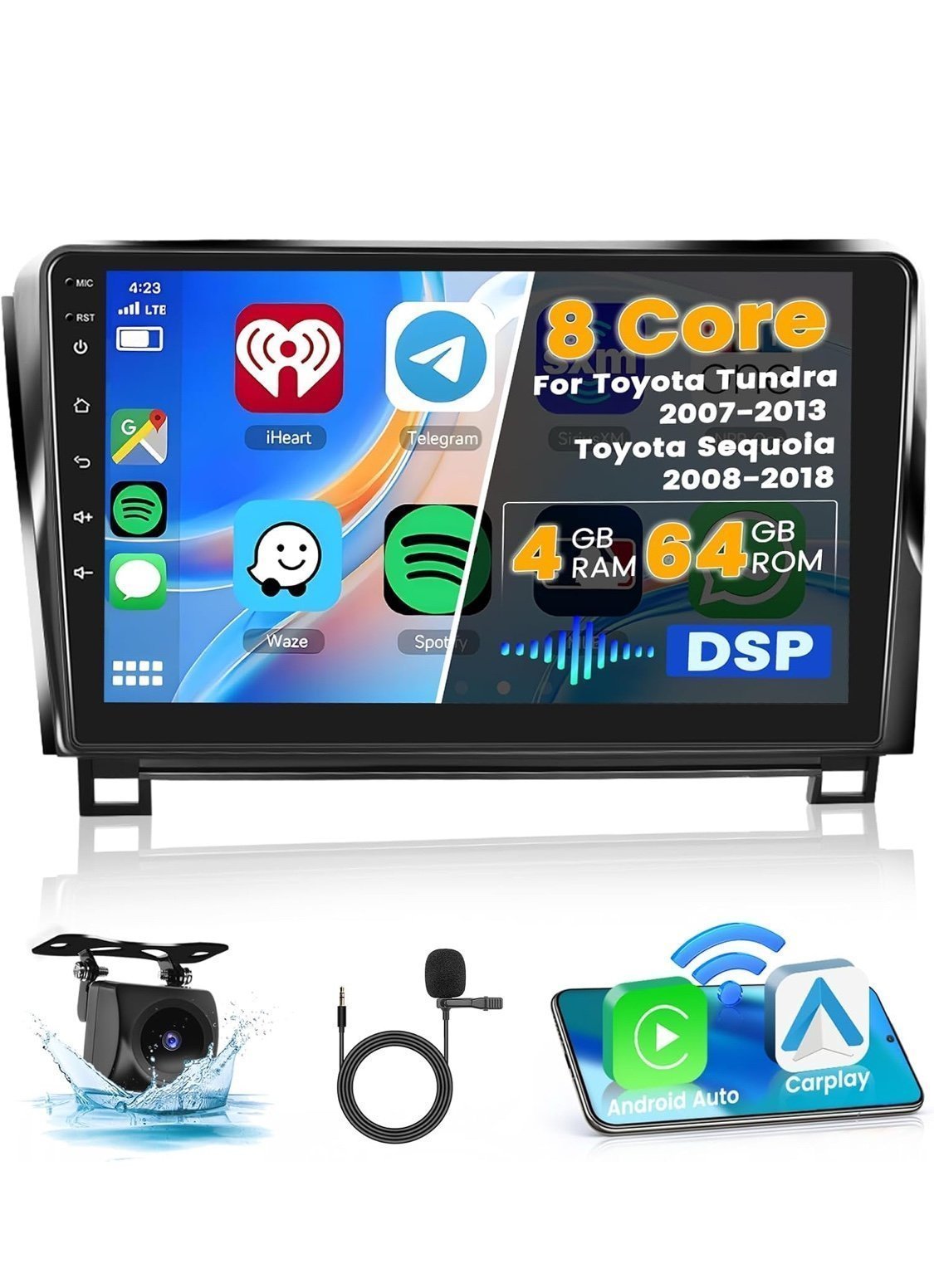4+64G] Hikity Android 13 Car Radio for 2007-2013 Toyota Tundra/2008-2018 Toyota