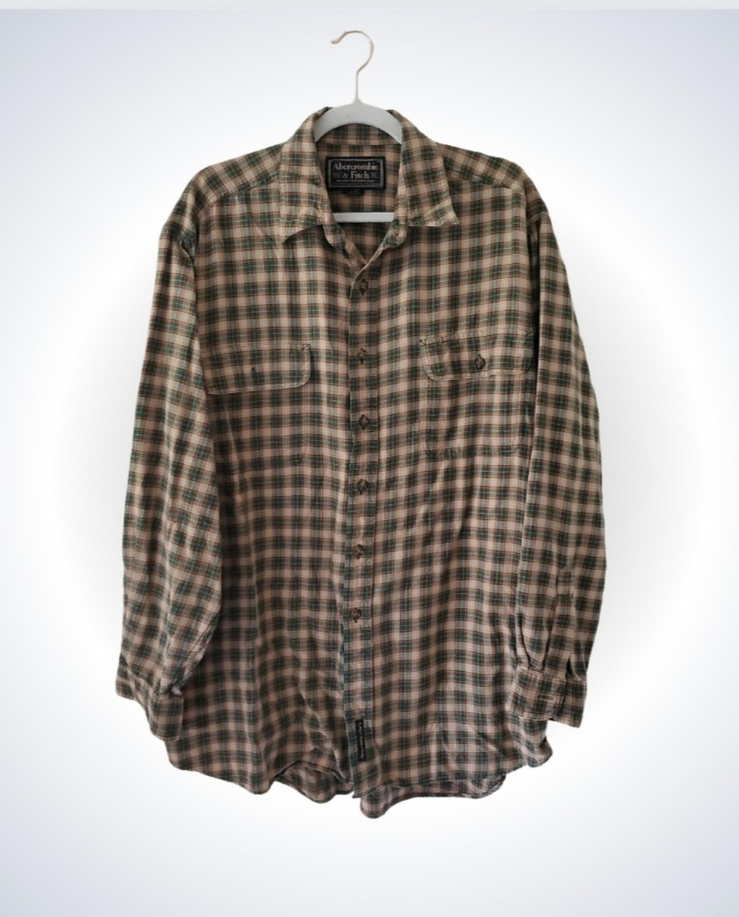 Vintage Abercrombie Fitch Men's Shirt Button Down Size Medium* Plaid Cotton Wool