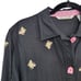 Vintage Mureli Womens M Black Linen Blend Bumblebee Embroidered Costal Outfit