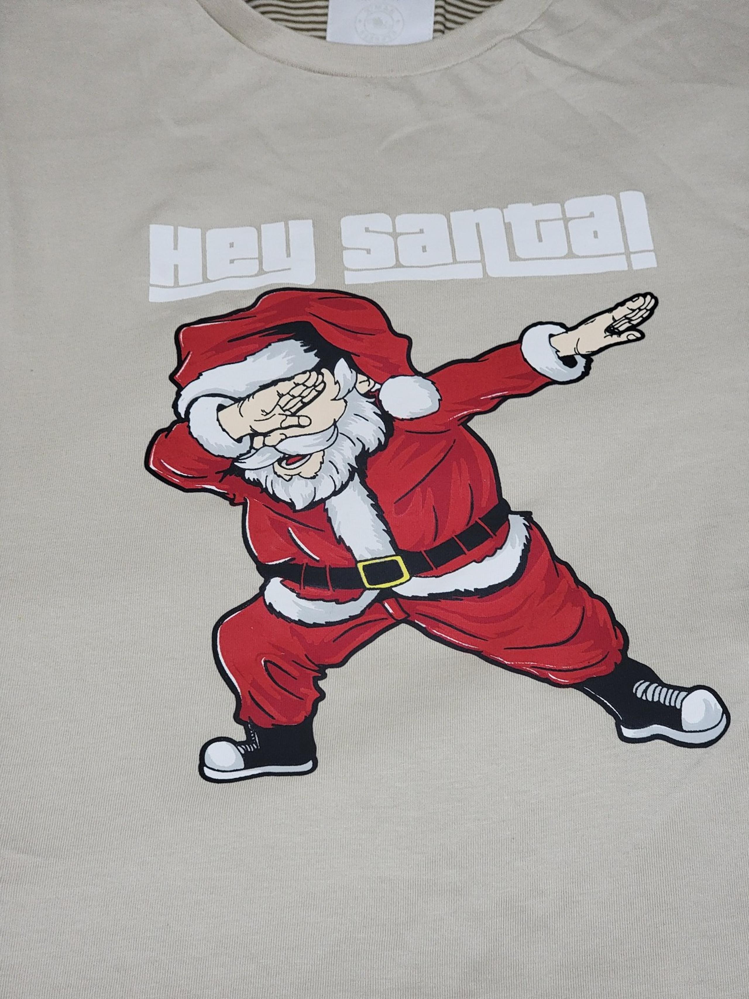 Hey Santa denim and flower mens tshirt t-shirt size medium M clothing designer
