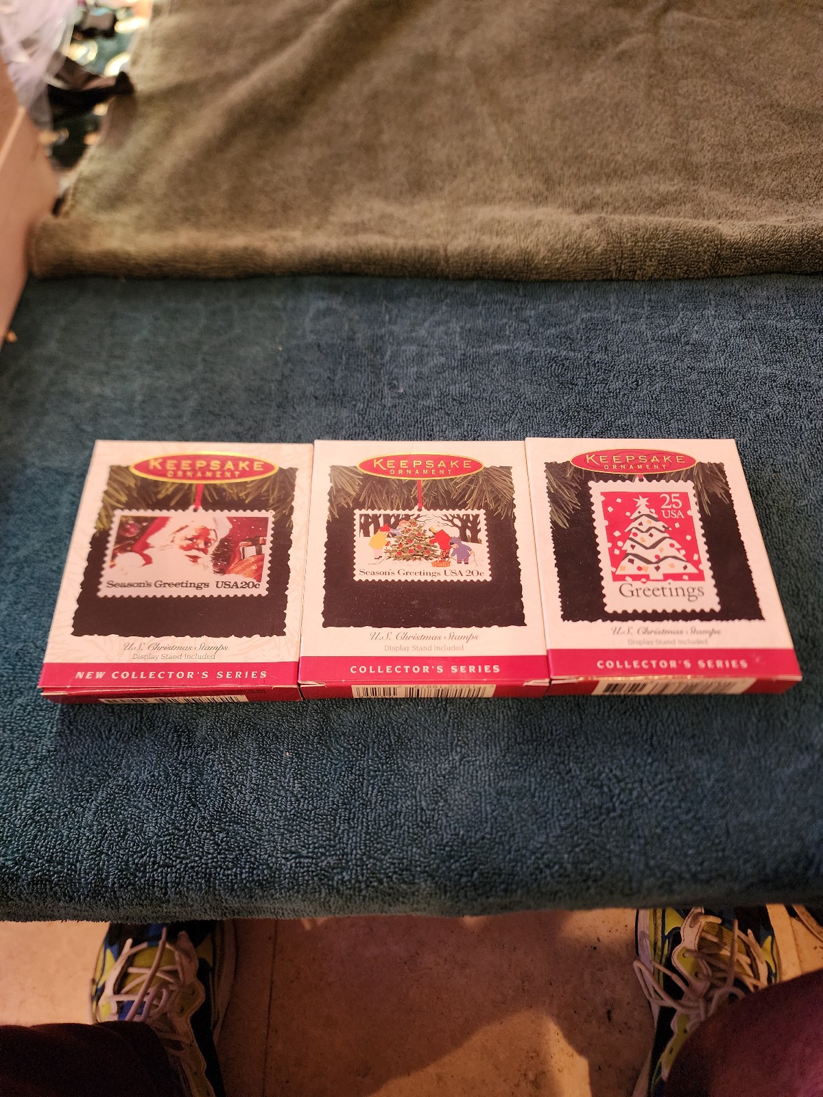 Hallmark 3 ornament set christmas stamps 93-95 nib keepsake nib