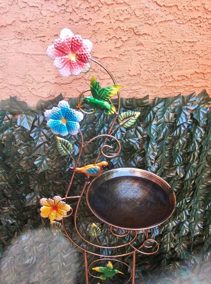 57 Height Metal Bird Bath with Trellis for Outdoor Vintage Decorative Bird bath