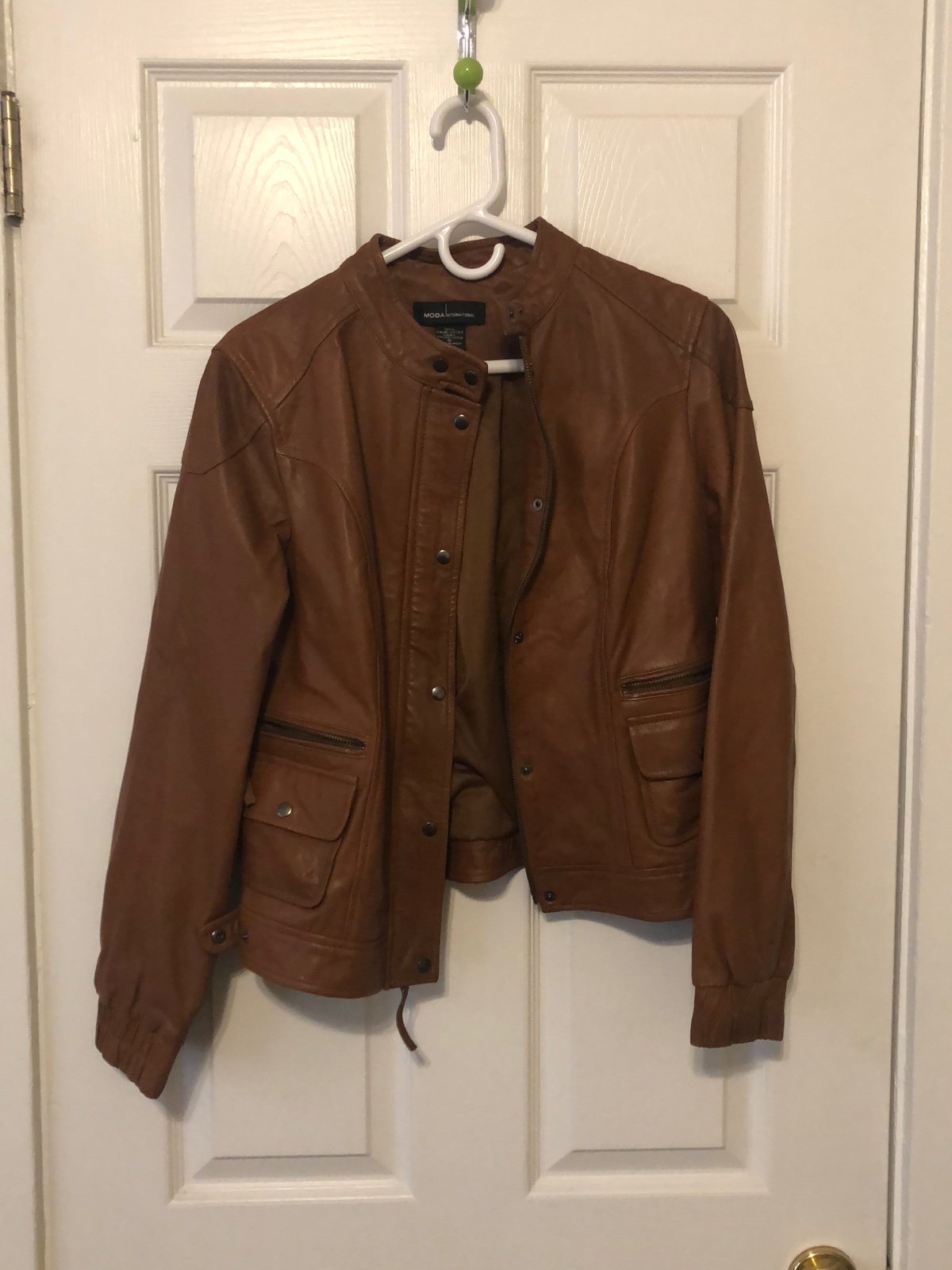MODA International 100% Genuine Leather Jacket Light Brown