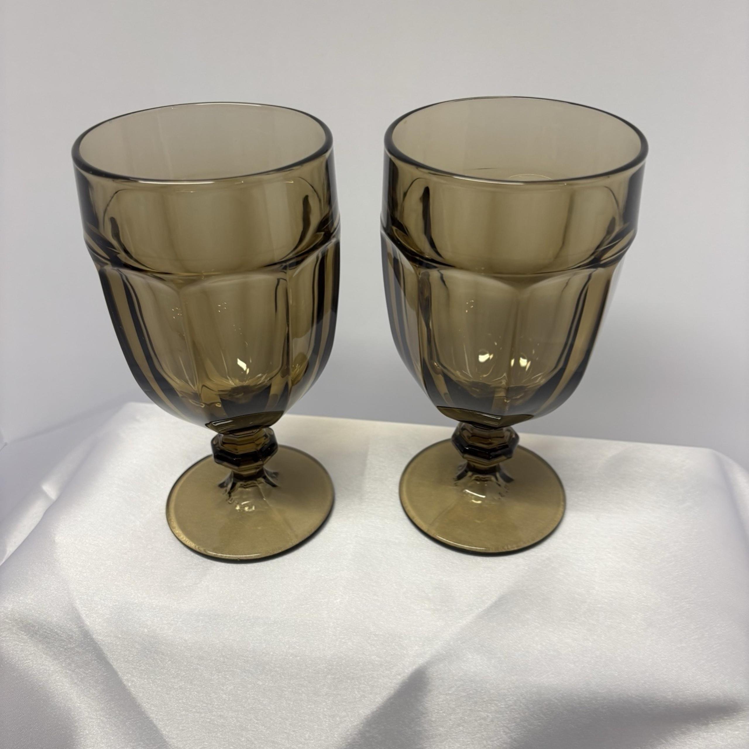 Libbey Gibraltar Duratuff Smokey Brown Tea /Water Goblets 16 oz Set of 2