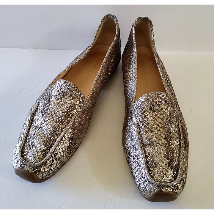 Kennel Schmenger Women's Metallic Snake Embossed Loafers Moccasin Size 5UK/7.5US