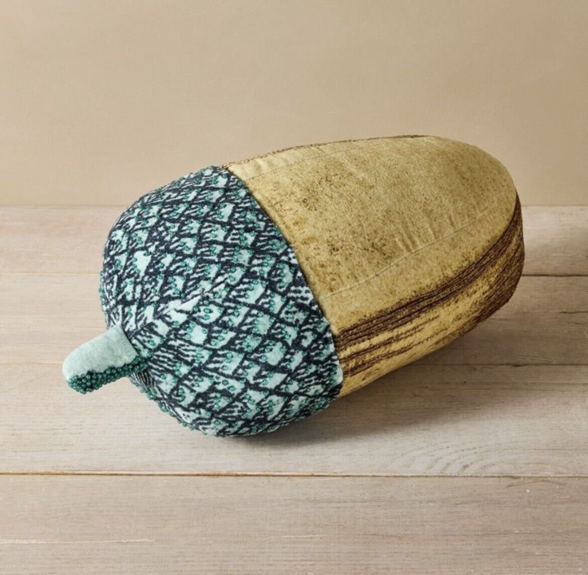John Derian For Target Acorn Beaded Plush Pillow Decor 15” x 8” NWT