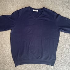 Harvie & Hudson Navy Sweater Cotton & Cashmere Men’s Size XL - EU52 UK44”
